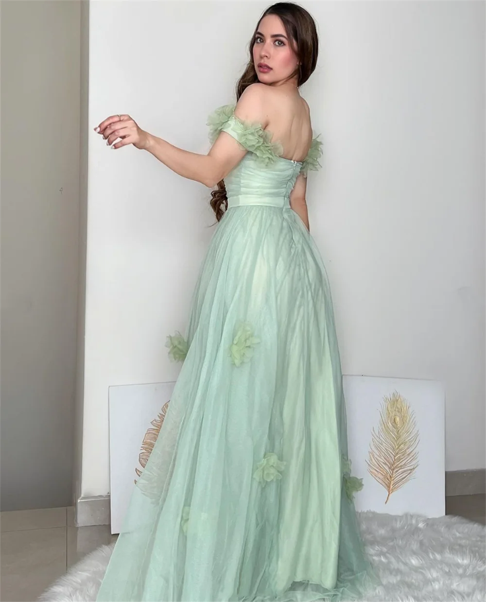 Annie Light Green Prom Dresses, Sweet Tulle Strapless Evening Dresses, Vestido de casamento, Ocasiões formais Vestidos