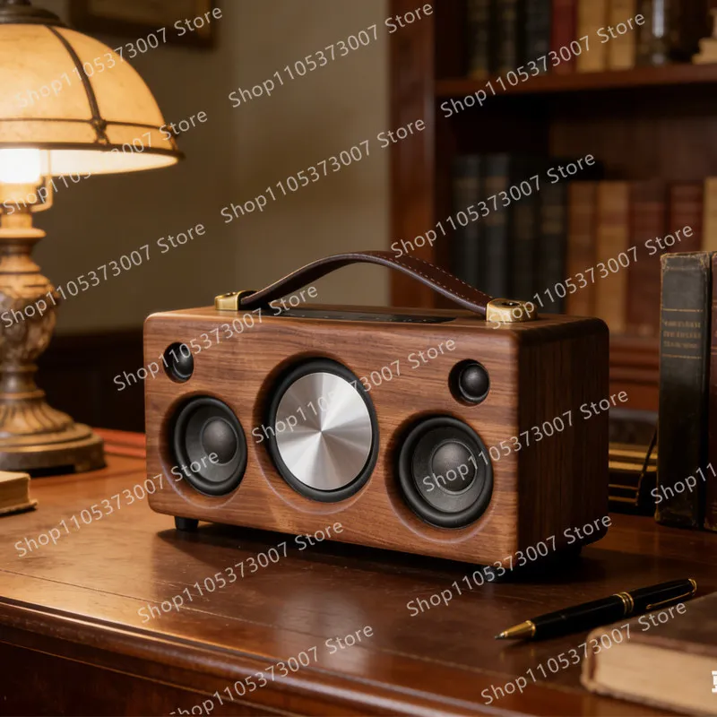 Black walnut solid wood imported speaker Bluetooth card U disk HIFI audio FM radio