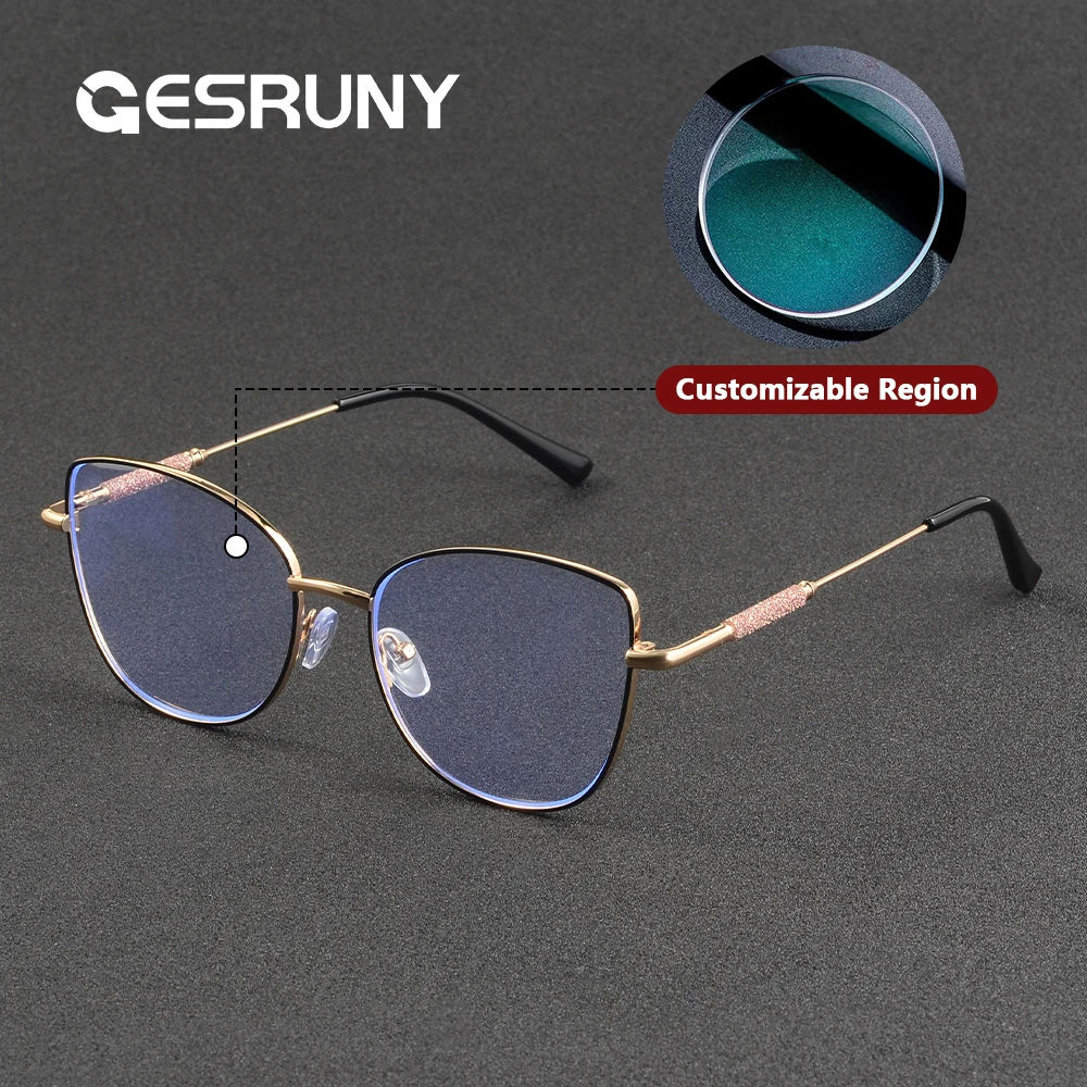 

Gesruny Fashion Eyeglasses Presciption Glasses Custom Optical Myopia Lens Photochromic Reading Glasses Anti Blue Light Eyewear