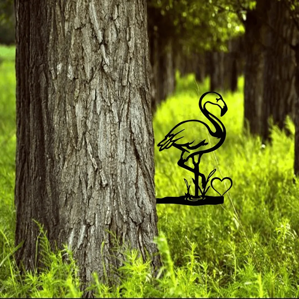 1 Stück ausgehöhltes Flamingo-Vogelschild aus Metall – Dekoration für Haus und Garten im Landhaus- und Außenbereich, ideales Einweihungsgeschenk für den Hof