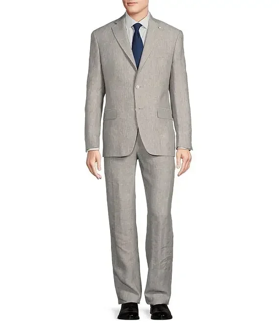 Costumes décontractés intelligents en lin pour hommes, ensembles de blazers élégants, veste de Rh, smoking de marié, rose chaud, gris, coupe couvertes, 2 pièces, zones me, été