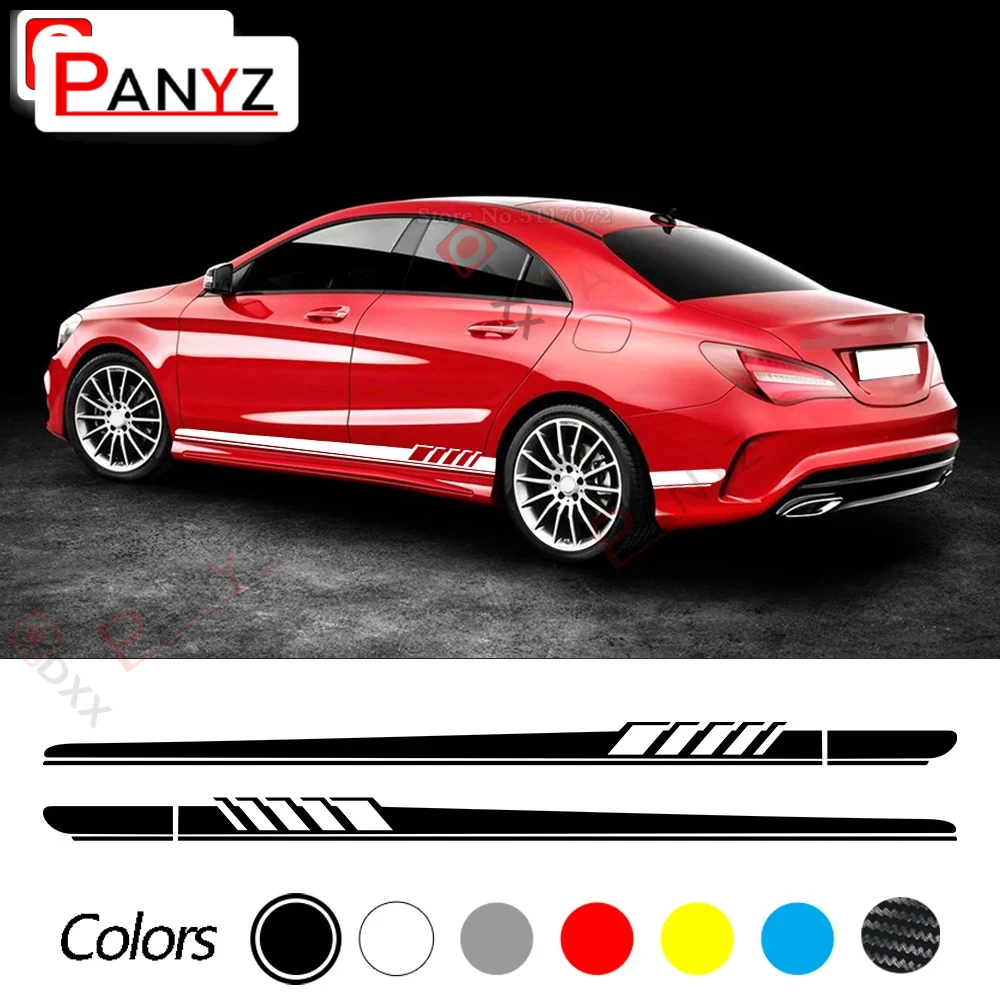 2Pcs for Mercedes Benz CLA Class CLA45 CLA250 CLA200 CLA180 AMG W117 C117 X117 Car Sticker Racing Side Door Stripe Body Decal