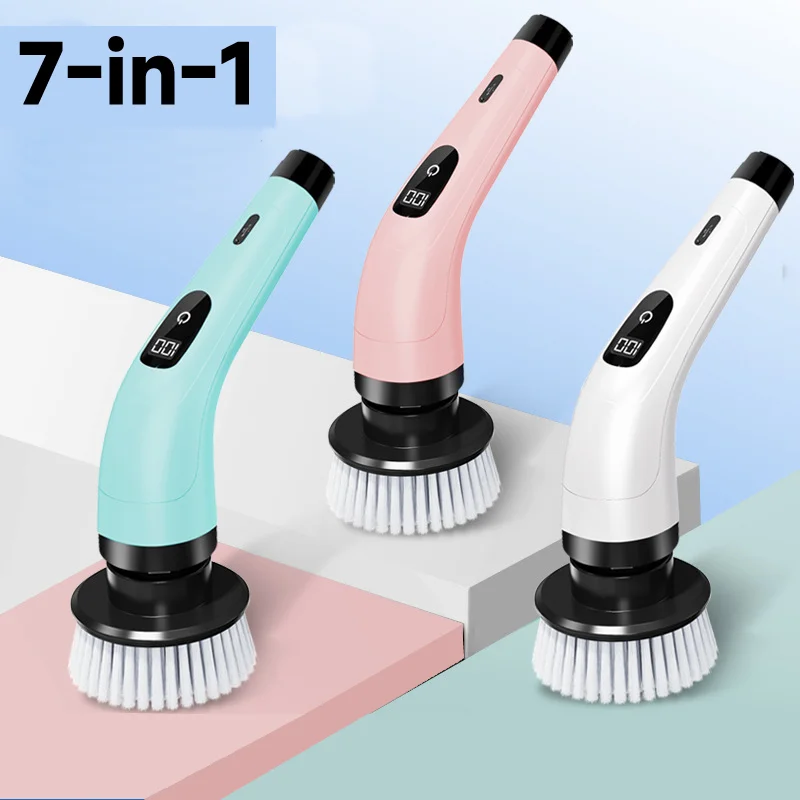 Household Multipurpose Cleaning Brush Kitchen Gadgets Hair Brushes Bathroom Broom Toilet Mops Electric Cordless Spin Scrubber
