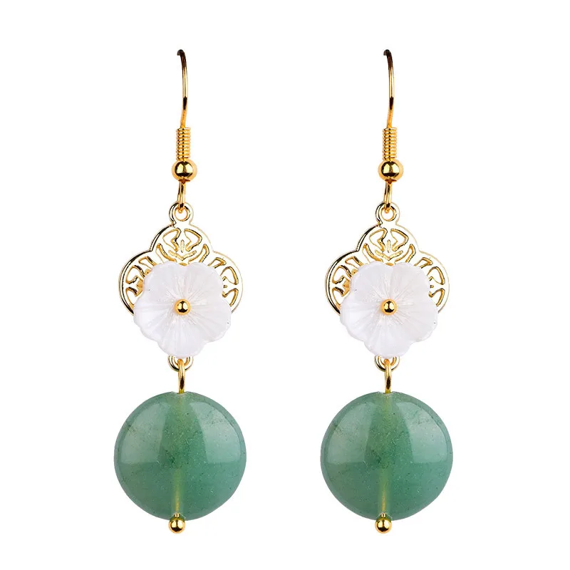 

Green Natural Jade Earrings Fashion Accessories Talismans Charm 18K Gold Plated Real Jewelry Amulet Gifts for Women Luxury