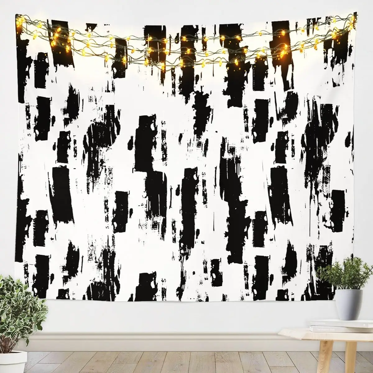 

Black White Tapestry Kids Abstract Art Wall Hanging for Boys Girls Teens Modern Art Wall Blanket Breathable Geometric Wall Art