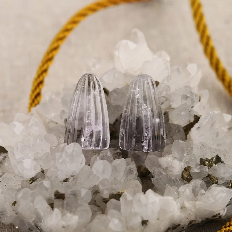 B&F Threaded Shells White Quartz Pendant Beads, Handmade Natural stones beads, Polished Stones for jewelry Making Supplies