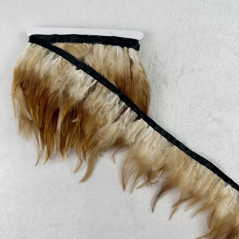 Wholsale 10Meters/lot Natural Brwon Red BlackChicken Cock Rooster Tail Feather Fringe feather trimming for Clothes Decorations