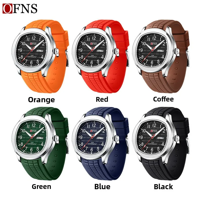 

OFNS8018 Men's Business Quartz Watch Double Calendar Quartz Movement 50m Waterproof Night Light Pointer Mineral Tempered Glass