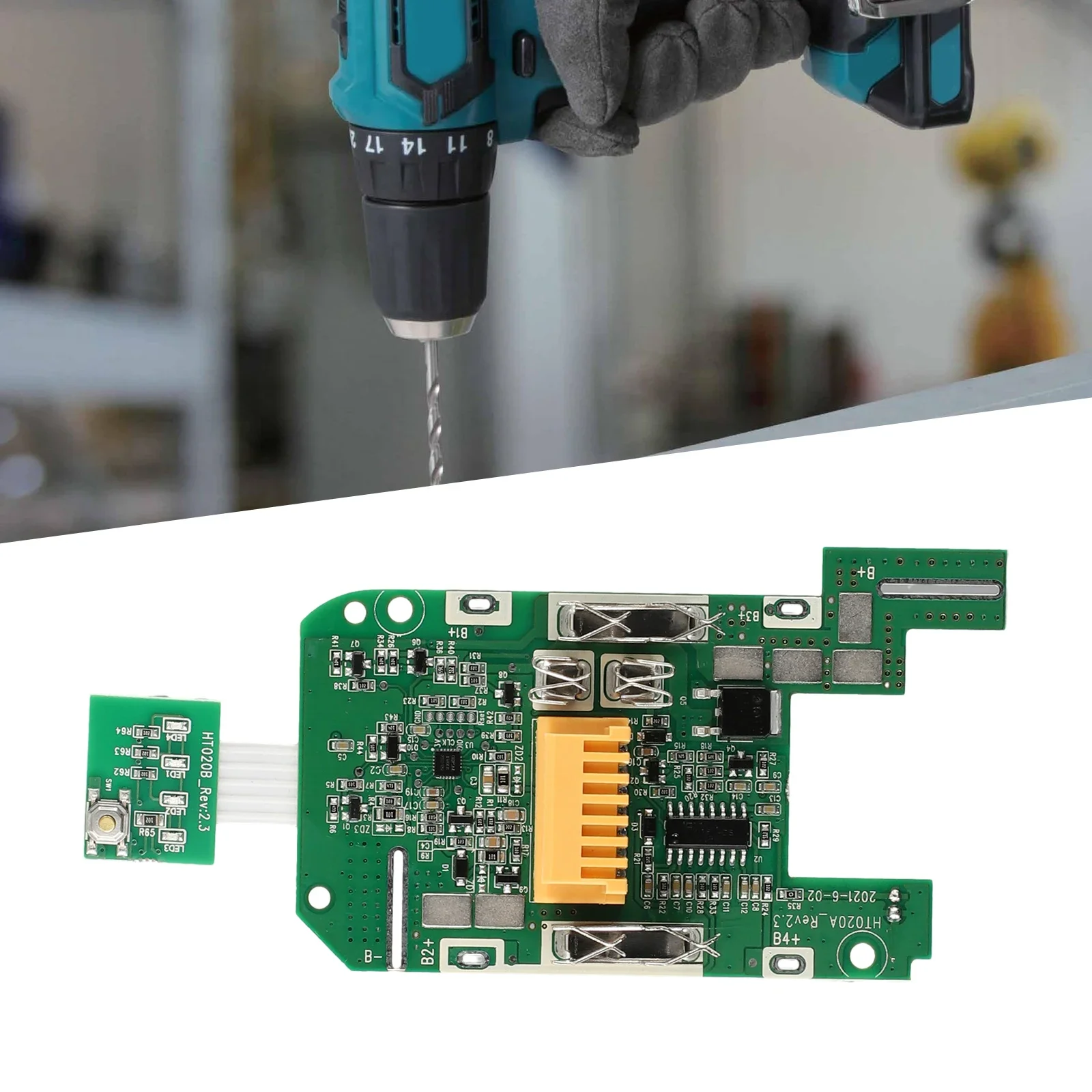 

Green PCB Circuit Board PCB Circuit Board Replacement Short Circuit Protection 13.75V 1x For Bl1815 5-cell For Bl1860 15-cell