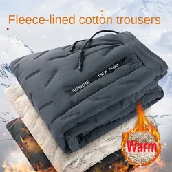 Winter Pants Men Motorcycle Plush Thick Fleece Sweatpant Lambswool Thermal Trousers Casual Pants Windproof Warm Cotton Pant Male