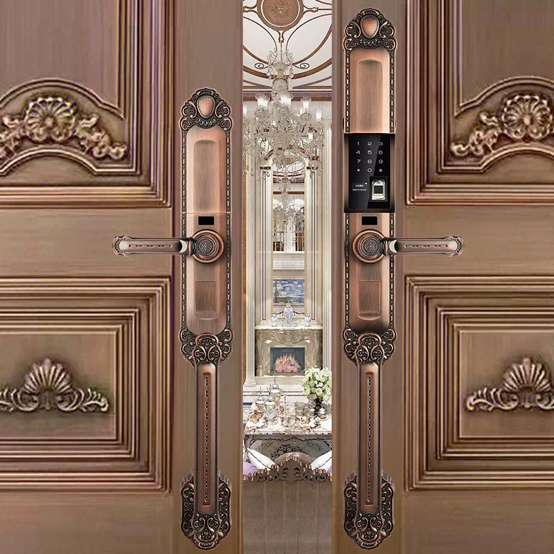 Villa Double Door Fingerprint Lock, European-style Wooden Door Electronic Lock, Home Password Anti-Theft Lock