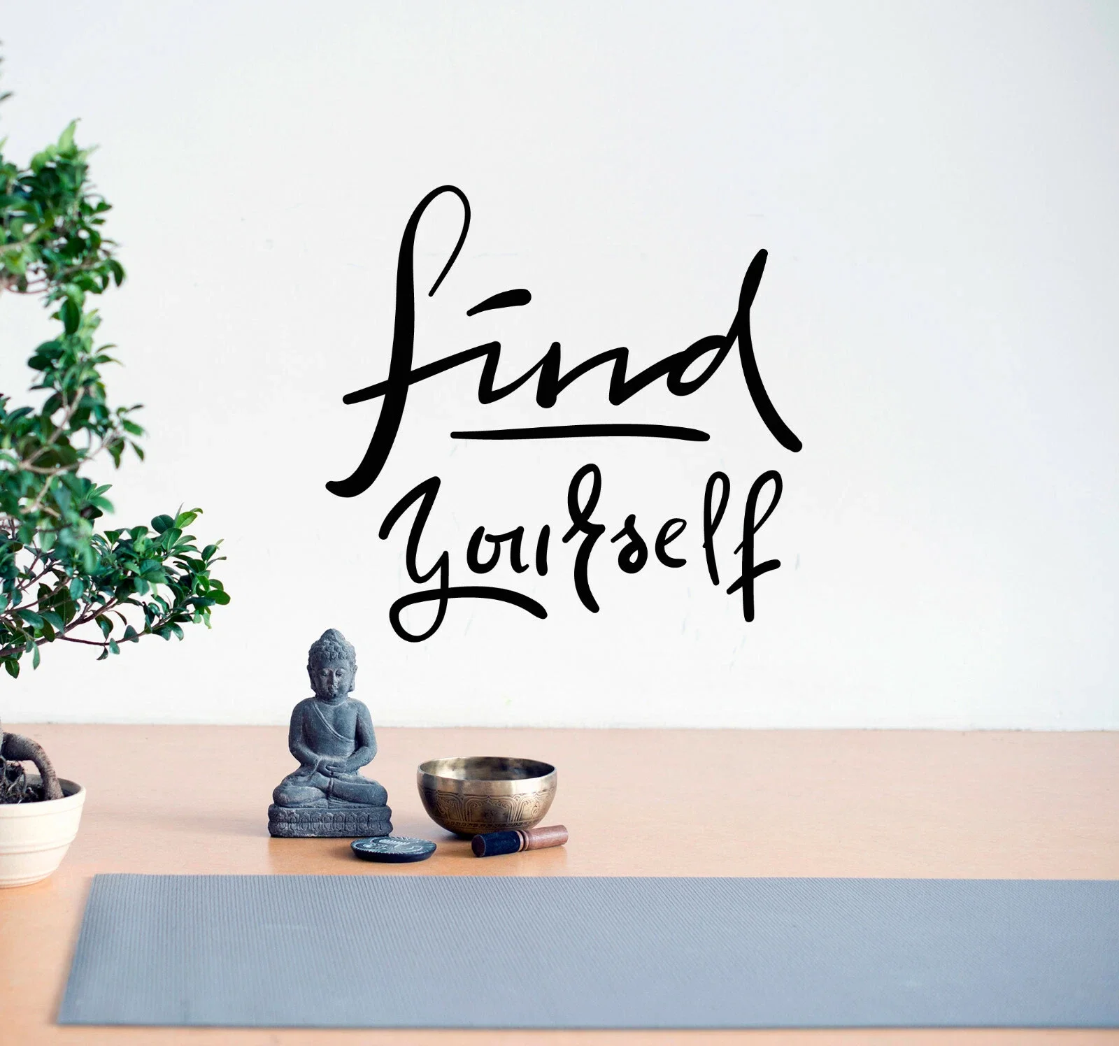 Vinyl Wall Decal Words Find Yourself Phrase Stickers 22.5 in x 21.5 in gz146