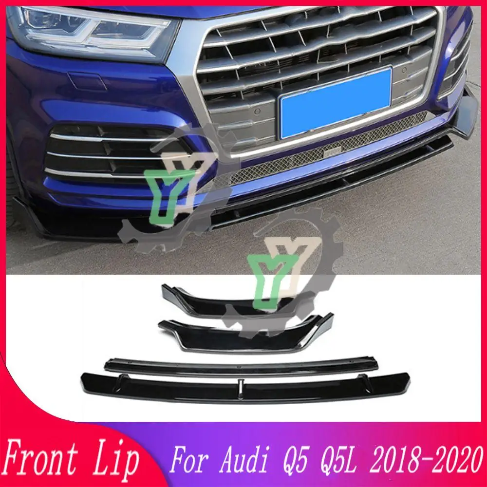 

4PCS Car Accessories Front Bumper Lip Spoiler Splitter Diffuser Detachable Body Kit Cover Guard For Audi Q5 Q5L 2018 2019 2020