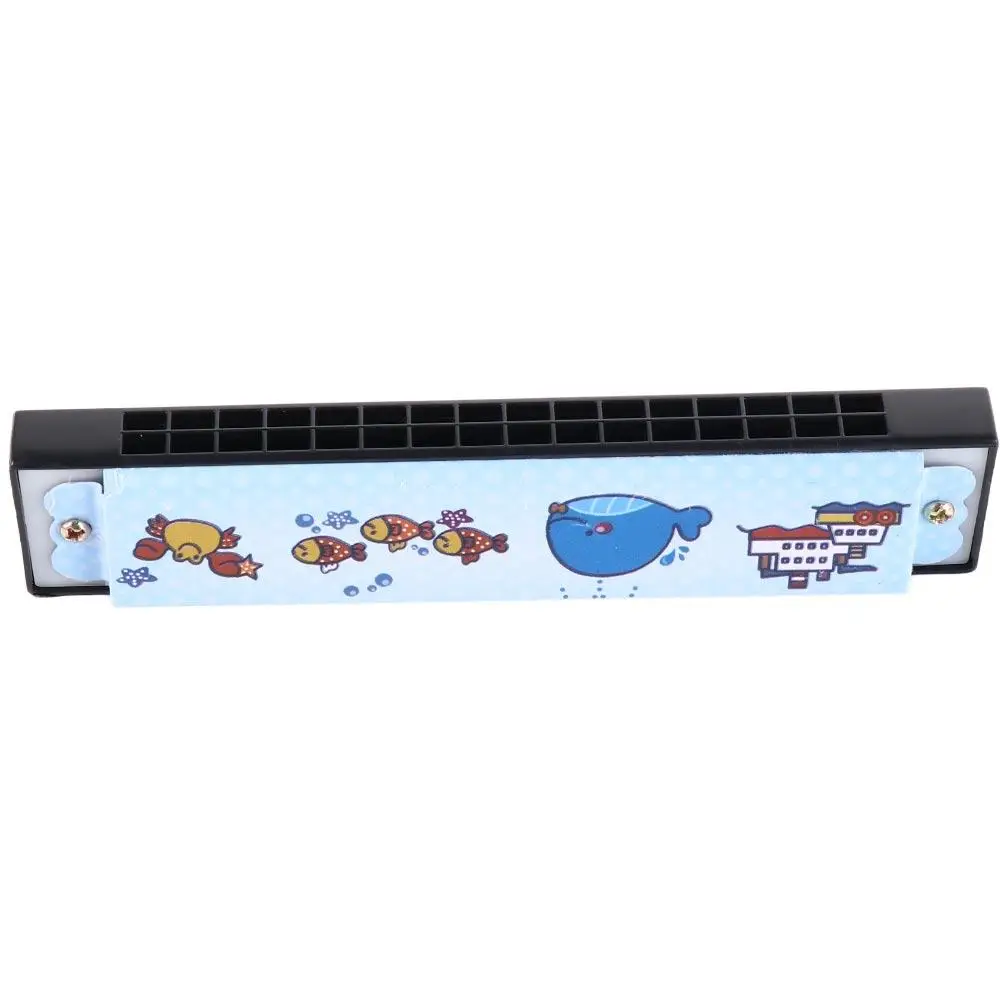 Wind Instrument Metal Painted Harmonica 16 Holes Montessori 16 Holes Harmonica Cute Cartoon Pattern Mouth Organ Playing