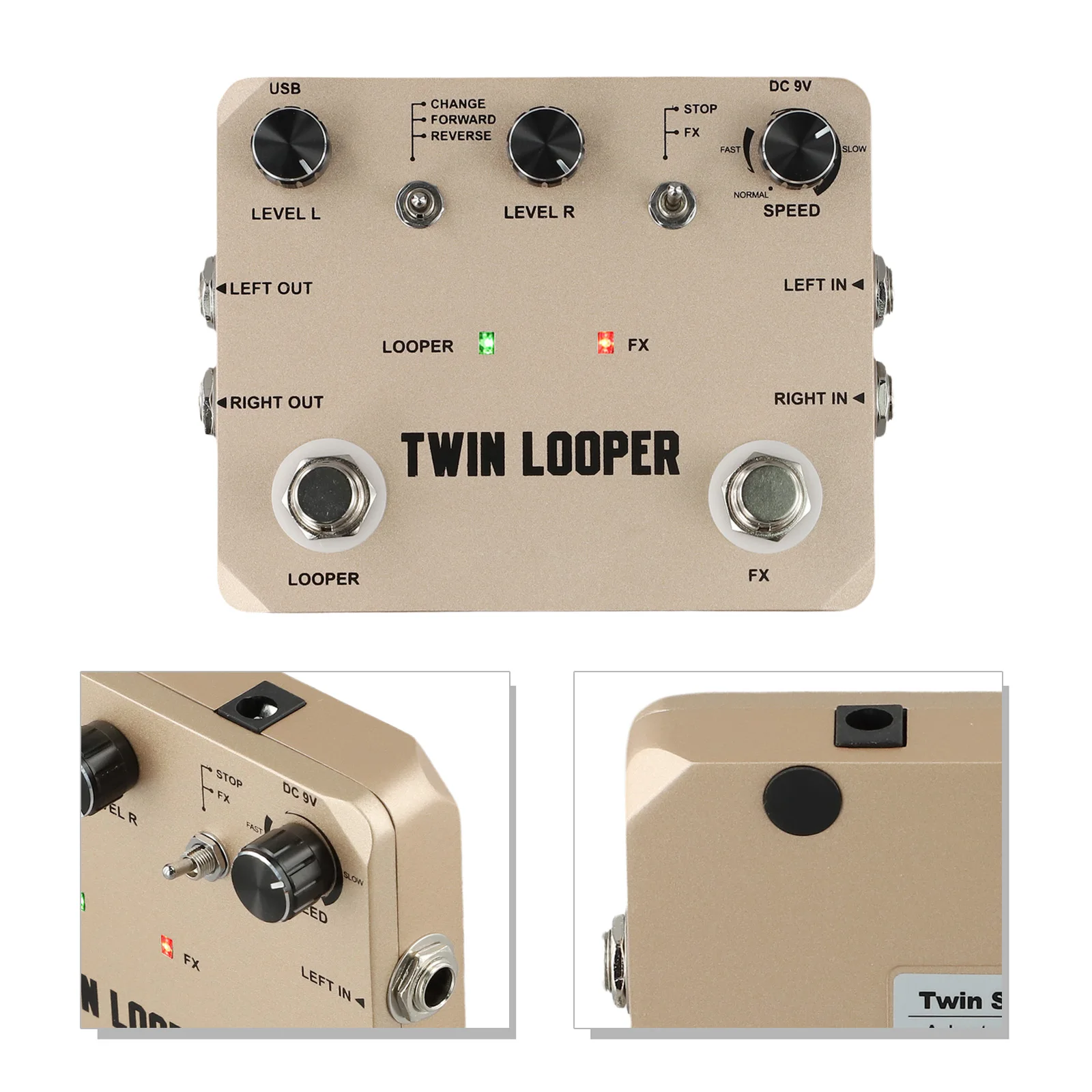 Rowin Looper Effect Pedal with 10 Minute Recording Time Input/Output and Unlimited Overdubs for Musicians Rowin