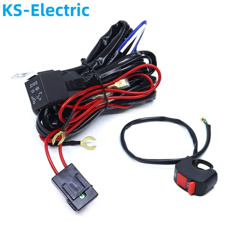 Motorcycle Connector Wiring Harness Kit LED Light Bar 12V24V On Off Switch Power Relay Blade for Off-Road Lights LED Work Light