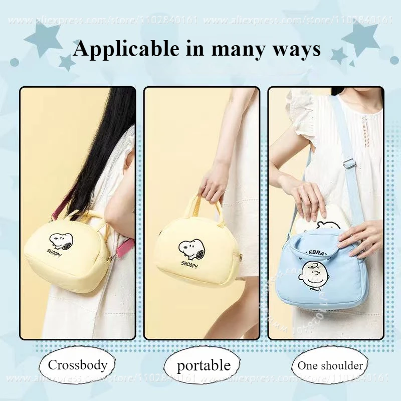 MINISO Hand Crossbody Bag Snoopy Birthday Party Toast Series Kawaii Decoration Easy To Carry Large Capacity Cartoon Peripheral