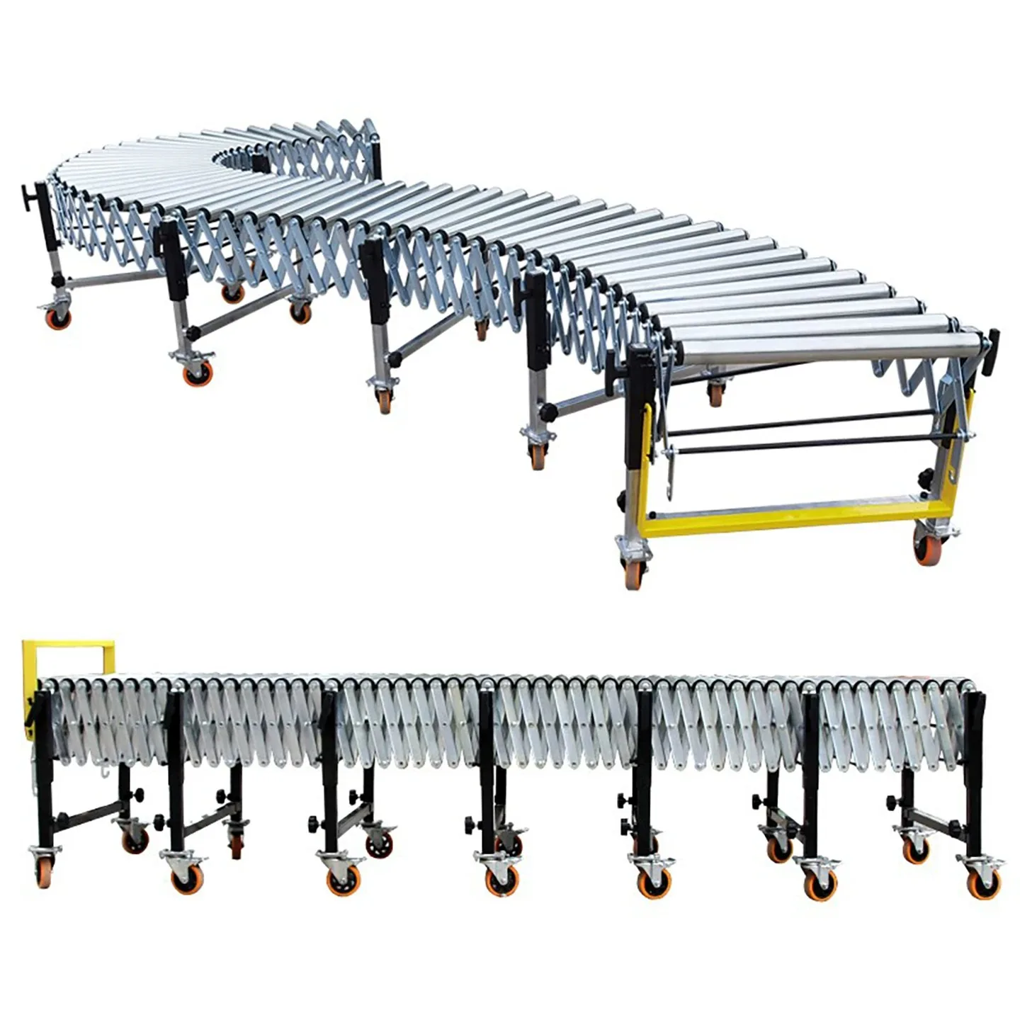 

Customizable Heavy Flexible Gravity Roller Conveyor with Adjustable Length and Swivel Casters for Warehouse Loading Dock