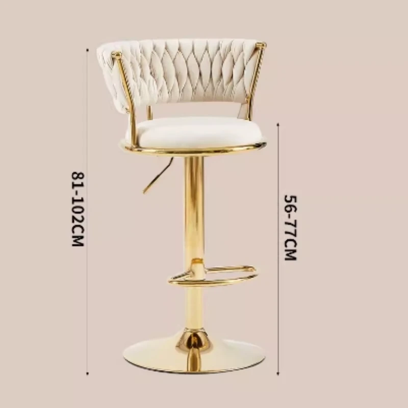 Nordic Metal Rotating Bar Chairs Household Kitchen Counter Stools Luxury High-end Hotel Front Desk Backrest Lift Bar Stool