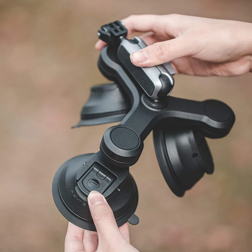 PGYTECH Car Three-Arm Strong Suction Cup Mount 360 Degree Adjustable for Action Cameras GoPro Insta360 Action Camera Phone Clamp