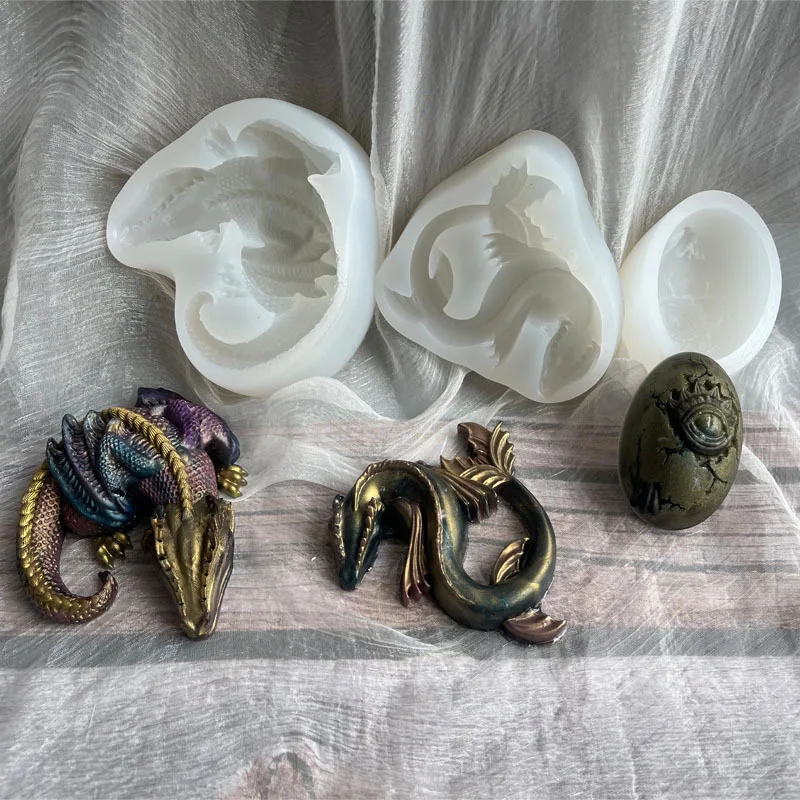 Sleepy Dragon Dinosaurier Meeresbewohner Ei Silikonform für DIY Epoxidharz Handwerk Heimdekoration Einzigartige Formen zum Basteln