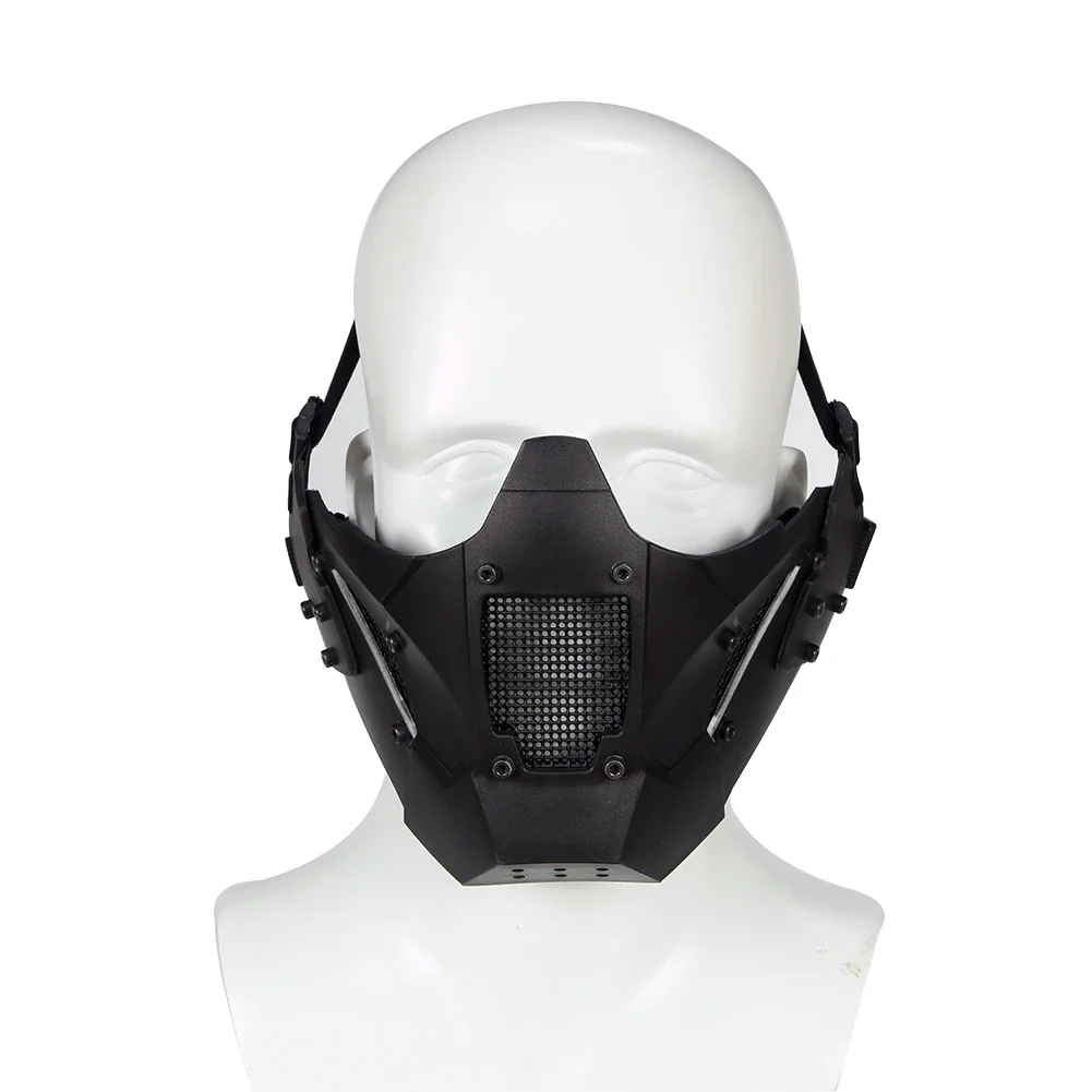 Tactical Protective Half Face Mesh Mask Fit Fast Helmet Rail Breathable for Hunting Paintball CS Game BB Gun Shooting