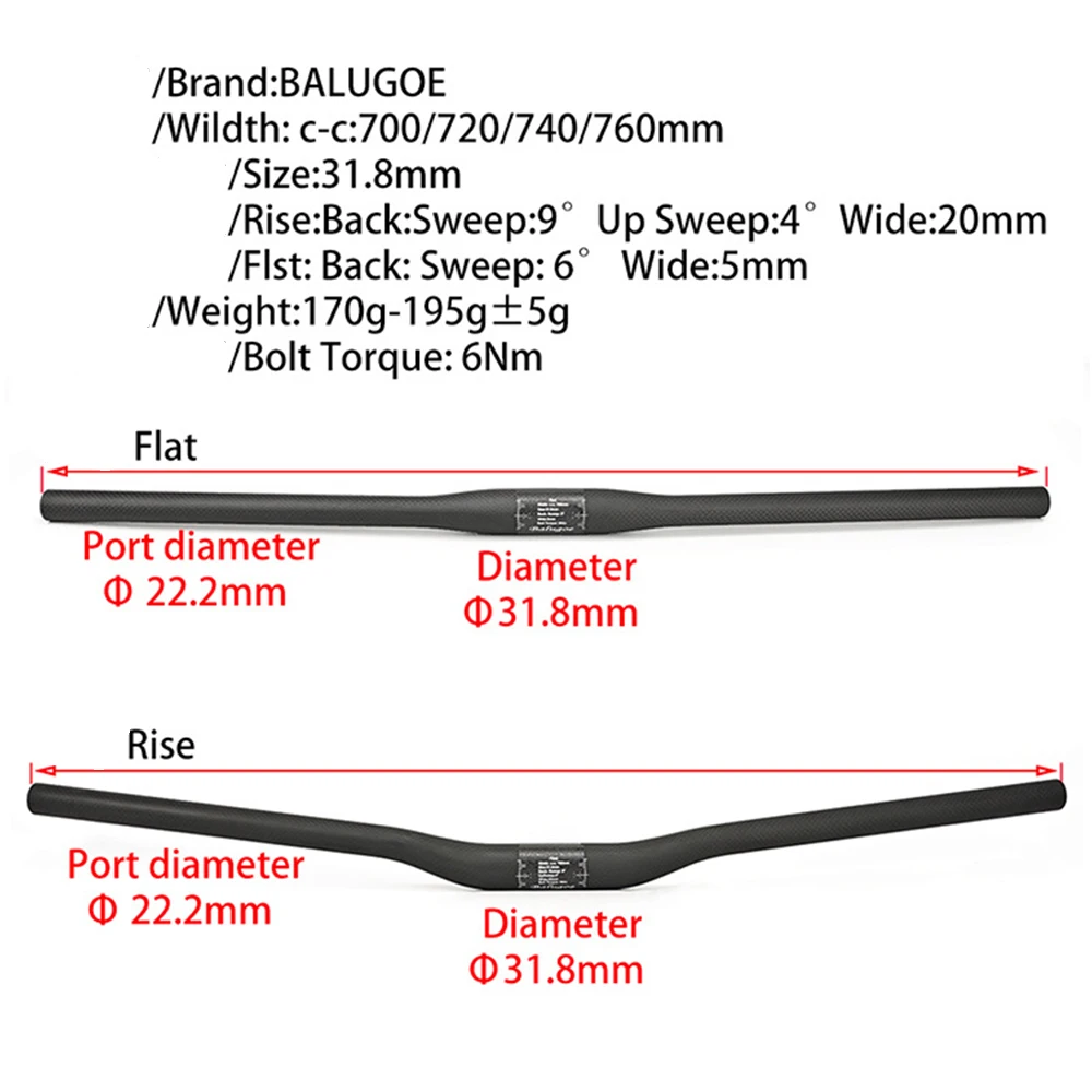 

Full carbon Mountain Bicycle Straight / Swallow Handlebar MTB Flat Bicycle Handle 31.8*700 720 740 760mm Bicycle Parts