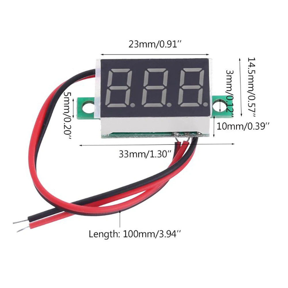 0.36 Inch LED Mini Digital Voltmeter for Car Temperature Monitor Panel Meter Measuring Range 2 Wires DC 4.5V-30V Panel Meter