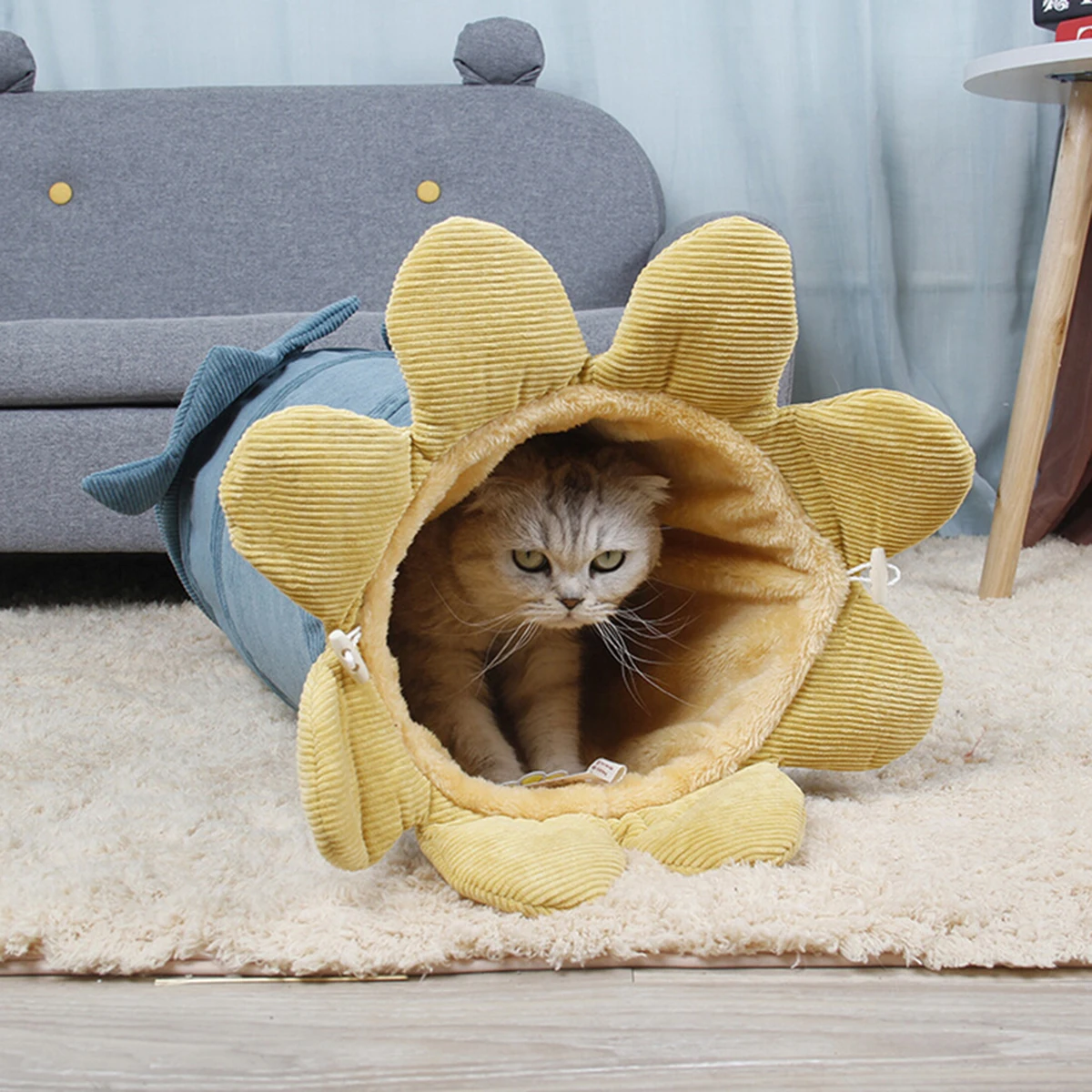 

Foldable Tunnel Cat Tent Vegetables Pattern Warm Cats Tunnel Warm Small Bed Cat Tunnel Bed Pet Nest Bed Pet Toys for Cats