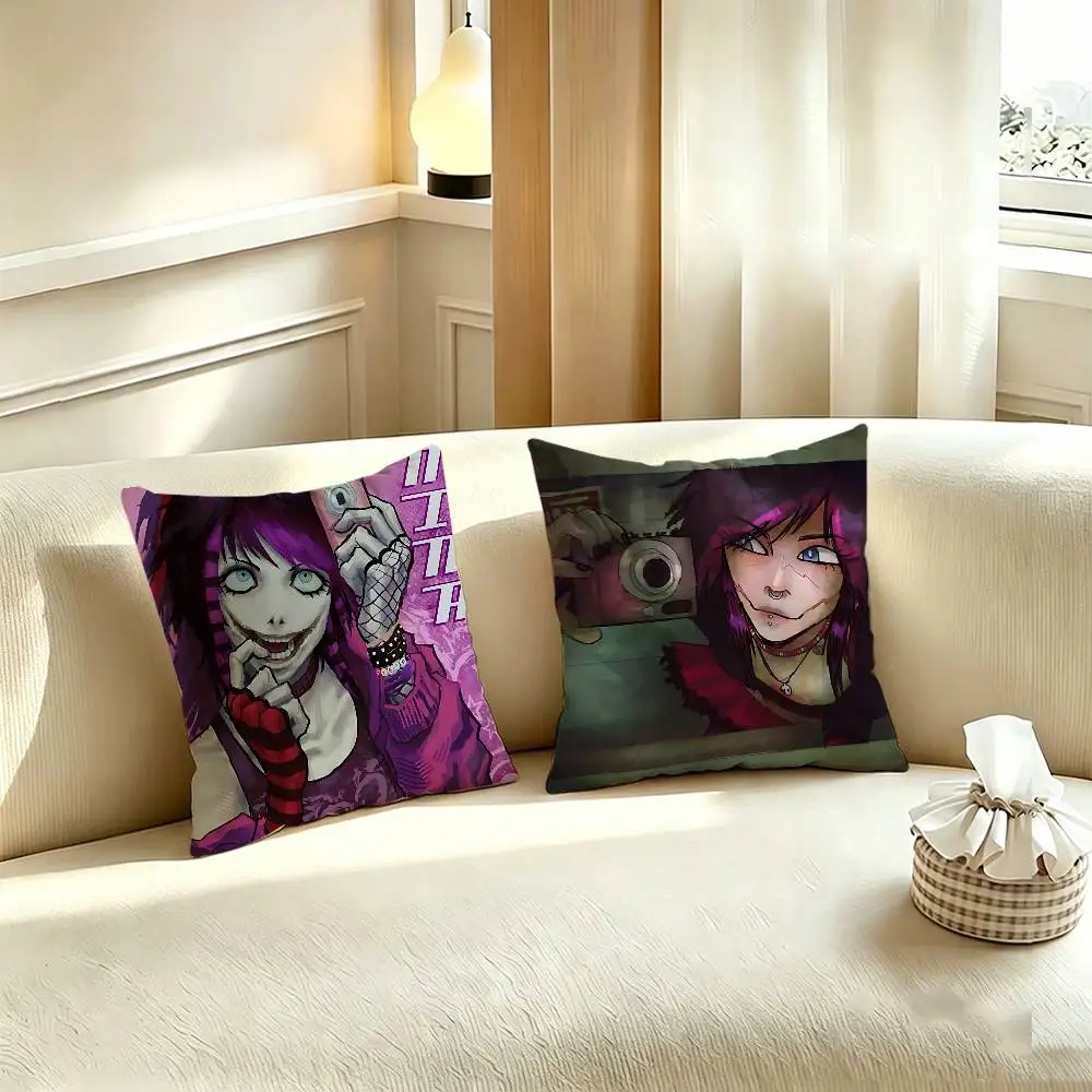 C-Creepypasta Killer Nina Polyester Printed Pillow Cover Square 30 35 40 45 50 55 cm Soft for Sofa Bed Car Home Decor