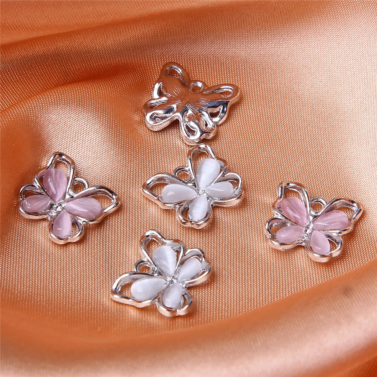 10pcs new multi-color butterfly mocha pendant alloy crystal three-dimensional diy necklace bracelet earrings accessories