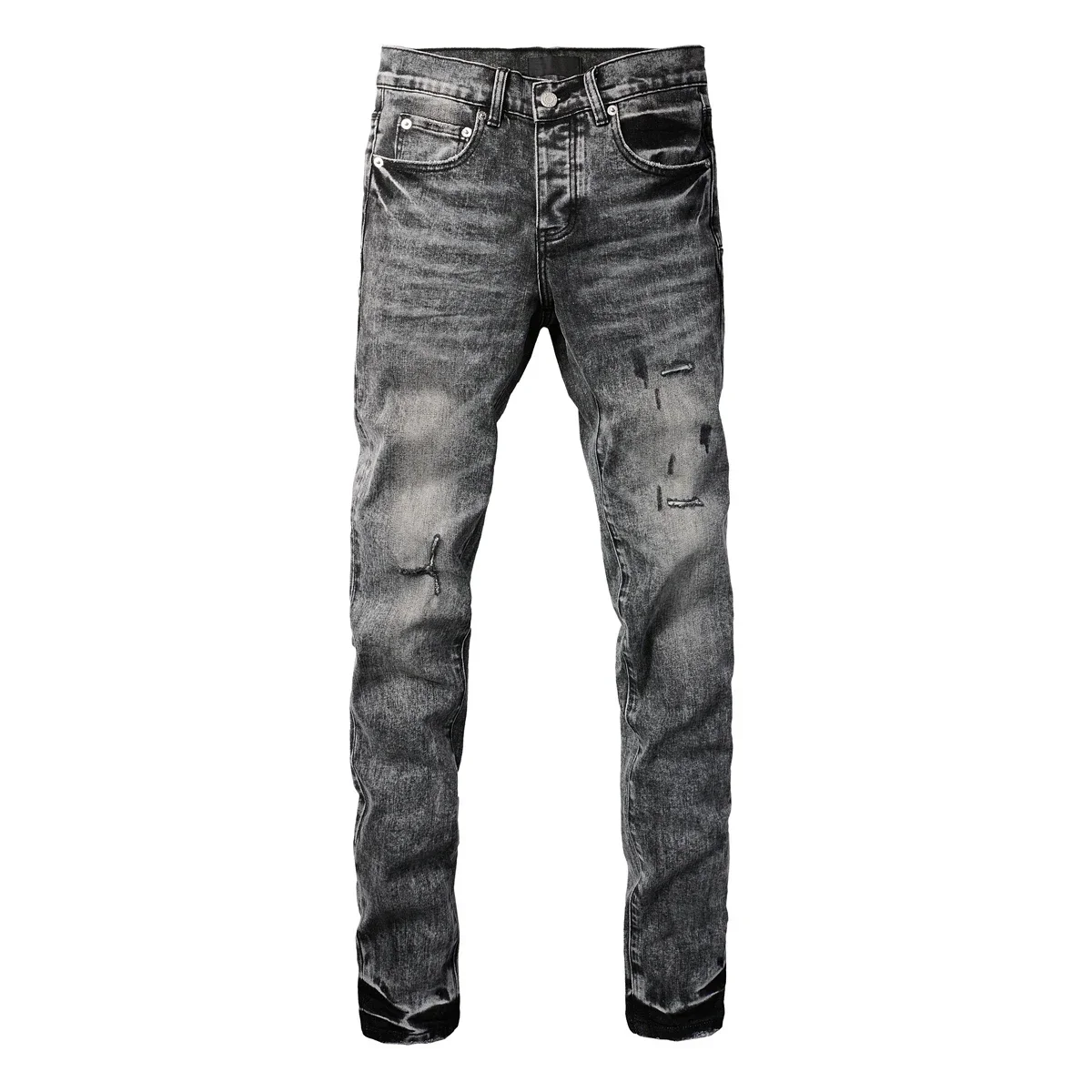 DistMurcia-Jean Déchiré à lèvent pour Homme, Pantalon Slim à Commande Haute, Streetwear Américain, Violet, Gris, Noir