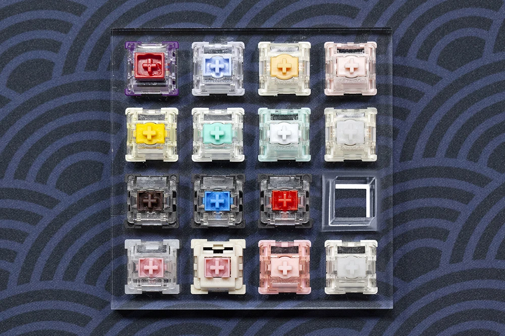 Magnetic switch tester with acrylic base blank keycaps with TTC Magneto Deng God Dual Rail Orange Pink Jade Yellow Jade White