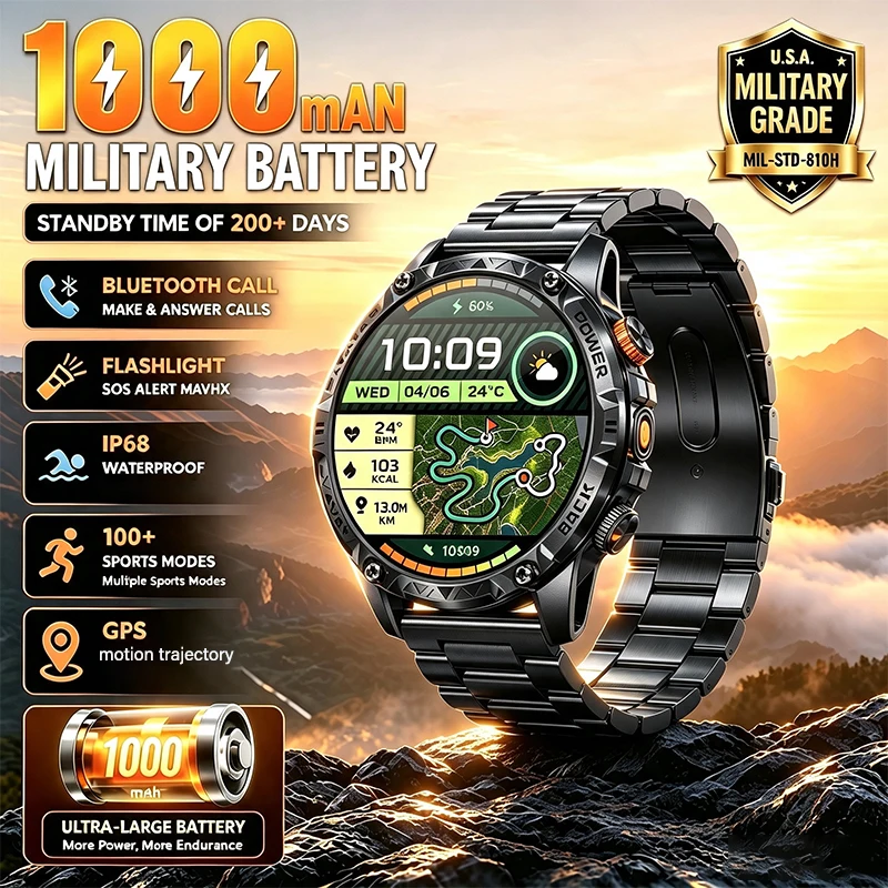 2026 Men Military Smart Watch 1.7 