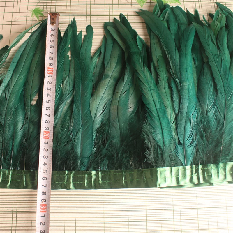 10Yard/lot Rooster Tail Feather Trims for Needlework DIY Handicrafts 25-30cm Feathers Fringes for Clothes Carnival Accessories