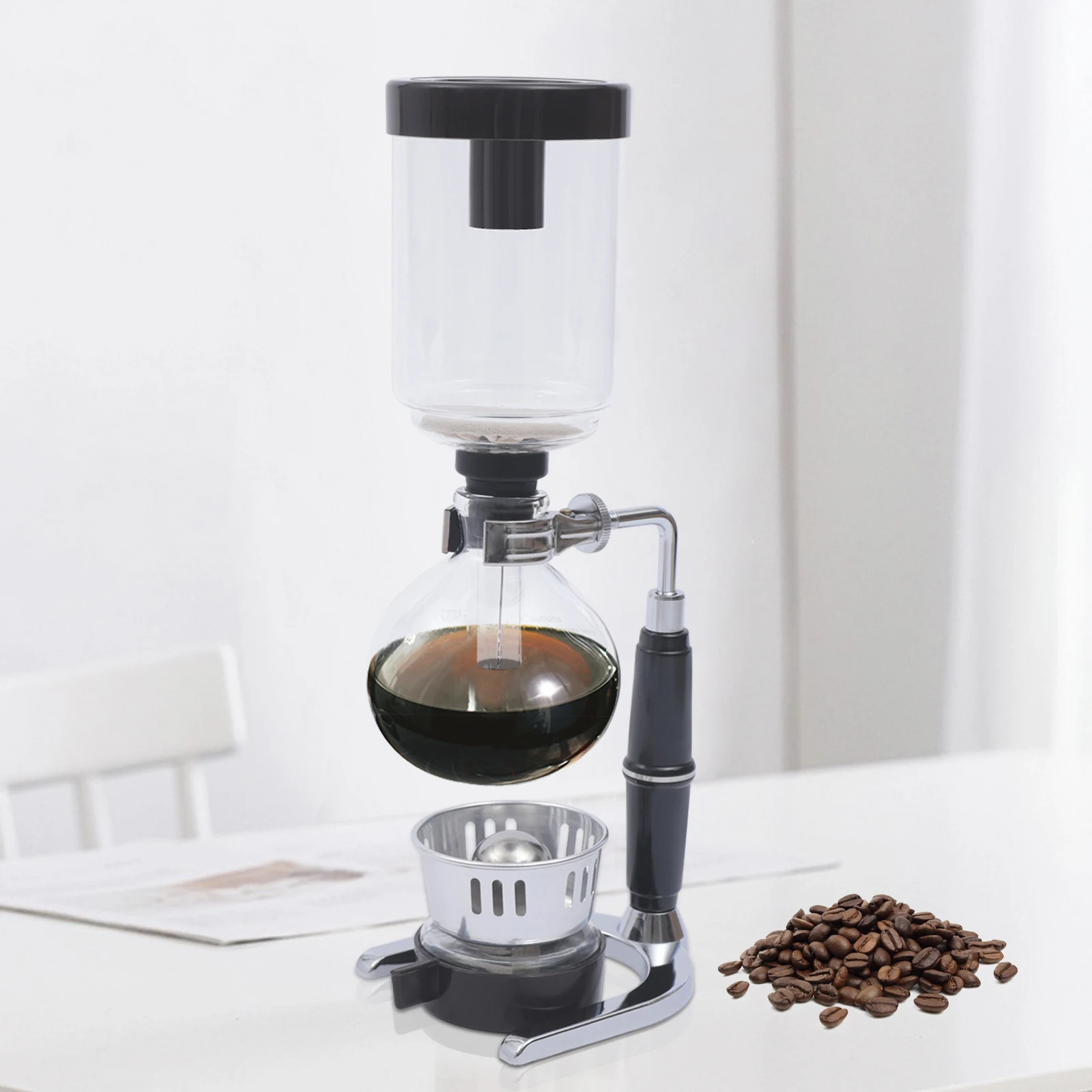 

Вакуумная кофеварка со стеклянным сифоном на 3 чашки (360 мл) — инструмент для рождественского заваривания, настольный сифонный горшок для дома и праздничных собраний