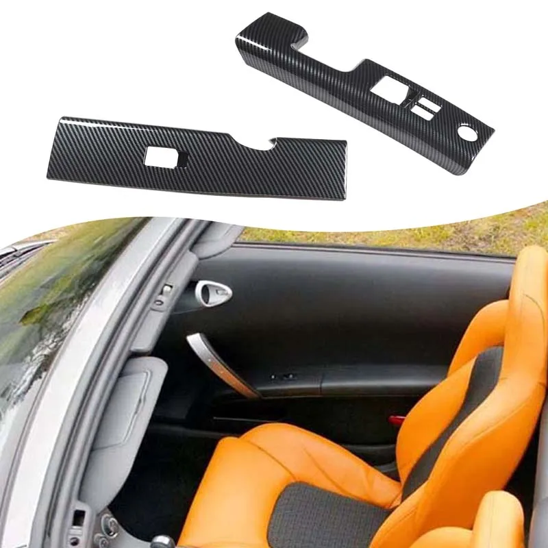

2pcs ABS carbon fiber For Nissan 350Z 2003-2006 car door glass lift button frame decorative sticker car protection accessories