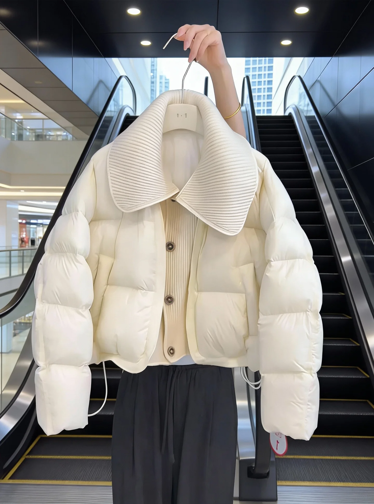 

Sli ort Puffer Jaet Women's Faionable Winter Coat Fluffy White Du down Thi Outerwear Comfortable Commute Sle