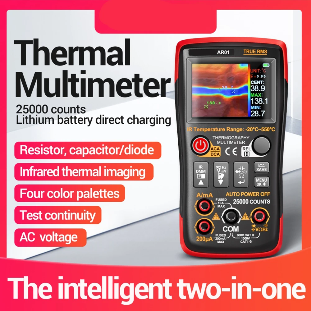 

For Aneng AR01 Thermal Imaging Multimeter USB/Type-C Charging 1000V 25000 Times Tester 250MOhm TFT Display Screen Test Tool
