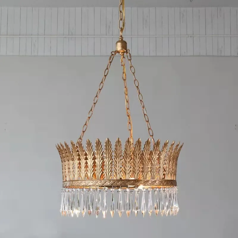 

GHJUYIOL Creative American rural French rural retro old crystal chandelier living room dining room bedroom clothing shop complex