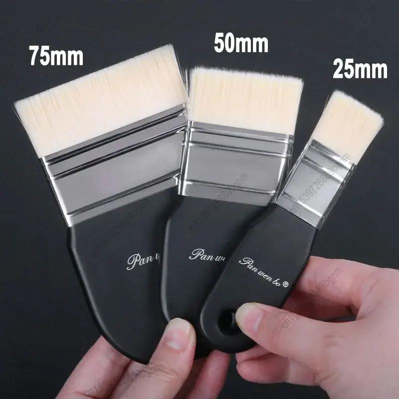 

Nylon Hair Scrubbing Brush 25mm 50mm 75mm Tip For Artist Acrylic Gouache Oil Watercolor Art Drawing Wooden Handle Paint Brushes