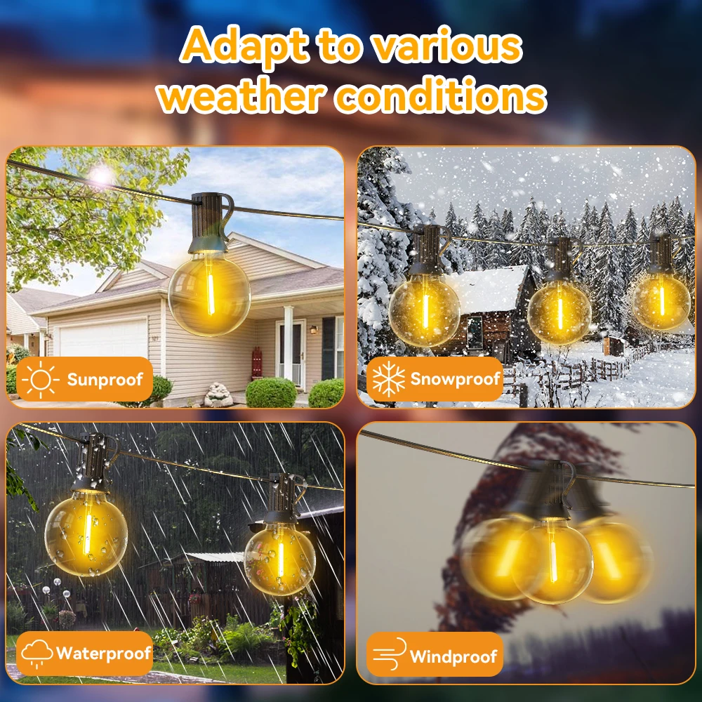 68FT Solar Light String Shatterproof Bulb Outdoor Waterproof Garland String Light with Remote Control for Garden Wedding Decor