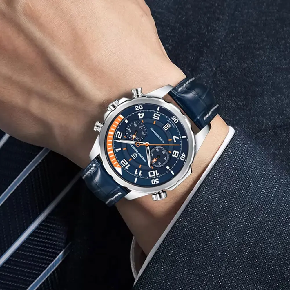 PAGANI تصميم جديد 44 مللي متر ساعة كوارتز VK64 ساعة يد رجالي متعددة الوظائف كرونوغراف العلامة التجارية الأعلى 50 متر مقاوم للماء الساعات الرجال هدية