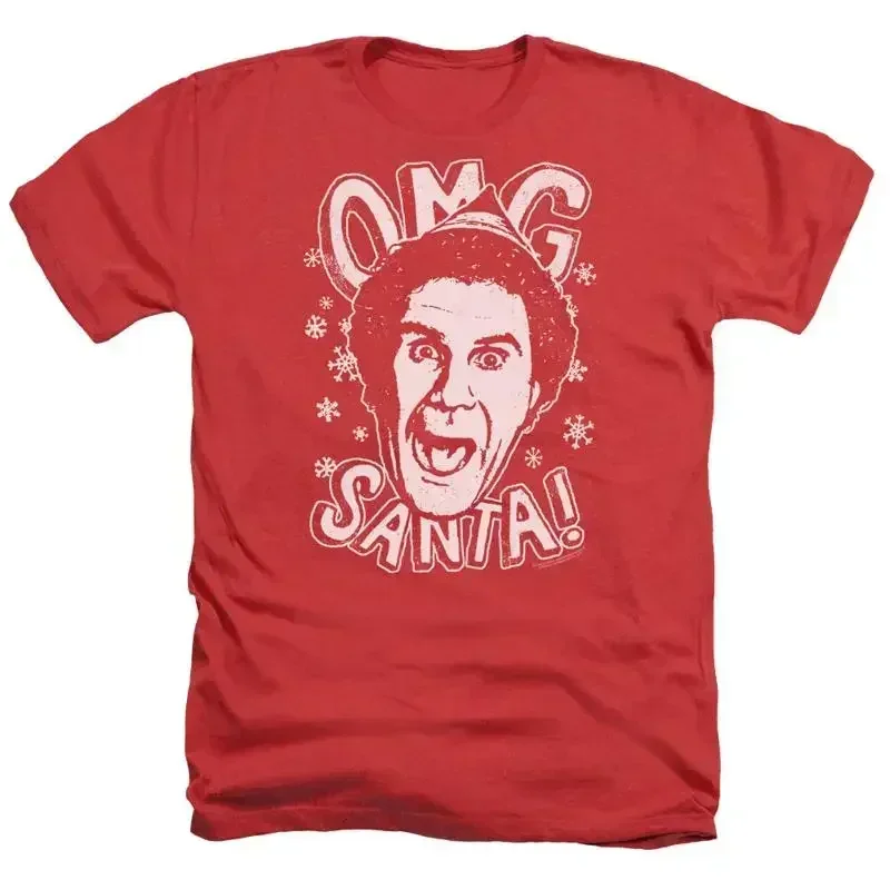 ELF OMG SANTA CHRISTMAS Lizenziertes Heather-T-Shirt für Erwachsene, Herren, SM 3XL