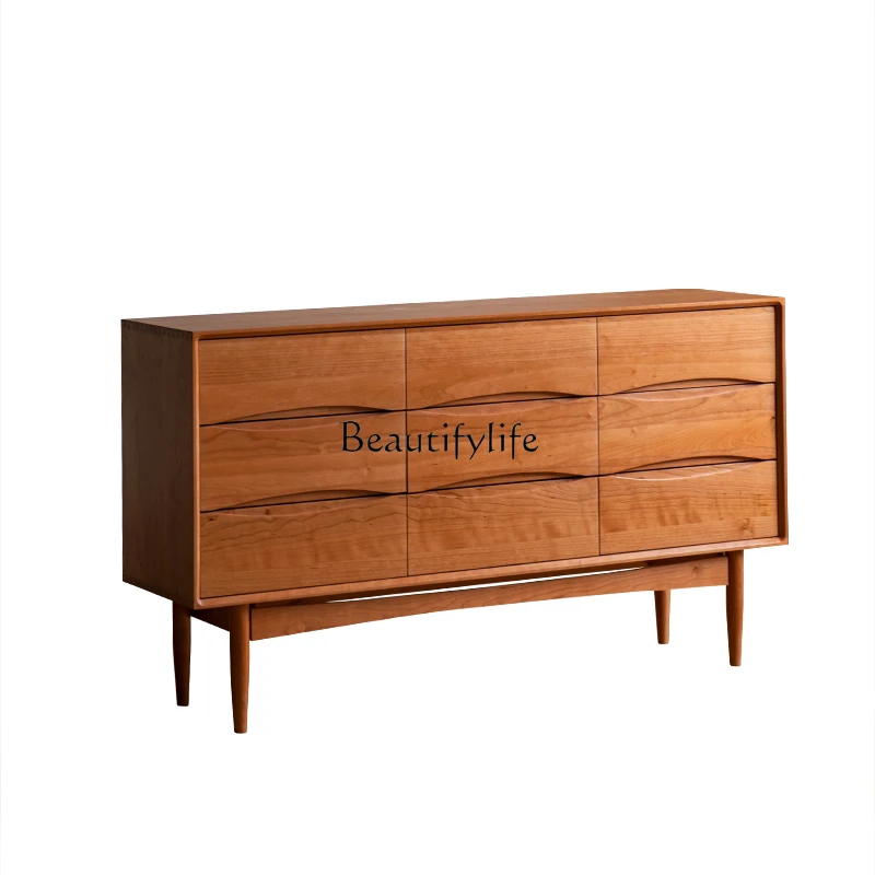 

*Nordic solid wood cherry wood living room locker large capacity wall home bedroom storage wardrobe