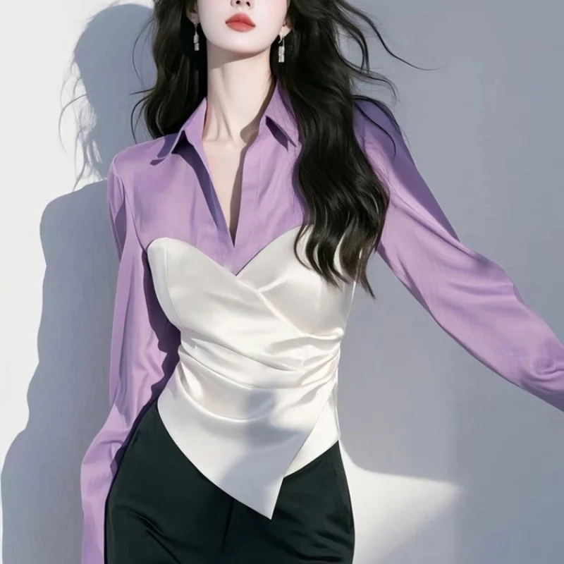 Spring Blouses for Female Fashion 2025 luxury Woman Shirts Top Beautiful Waist-Tight Common Elegant Social Women'S Shirt