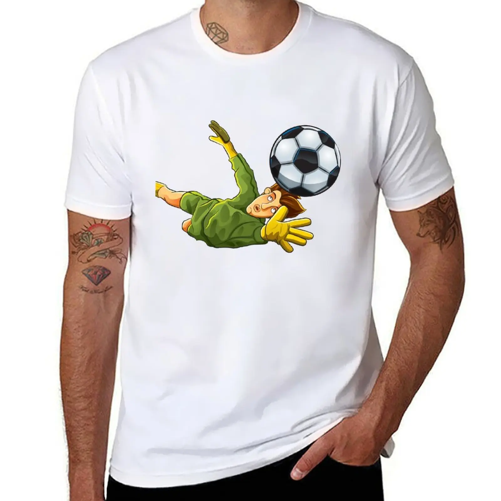 

Goalkeeper jump to ball T-Shirt funny t shirts man t shirts for man slim fit T-Shirt