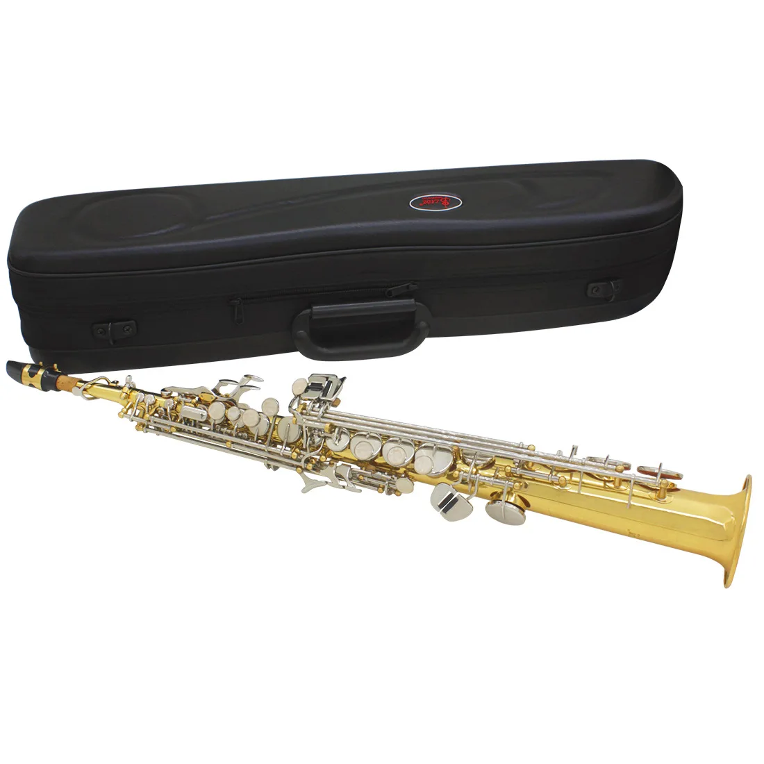B-flat Soprano Saxophone Gold Silver Dual Color for Beginners and Majoring Players Straight Instrument With Brass Head