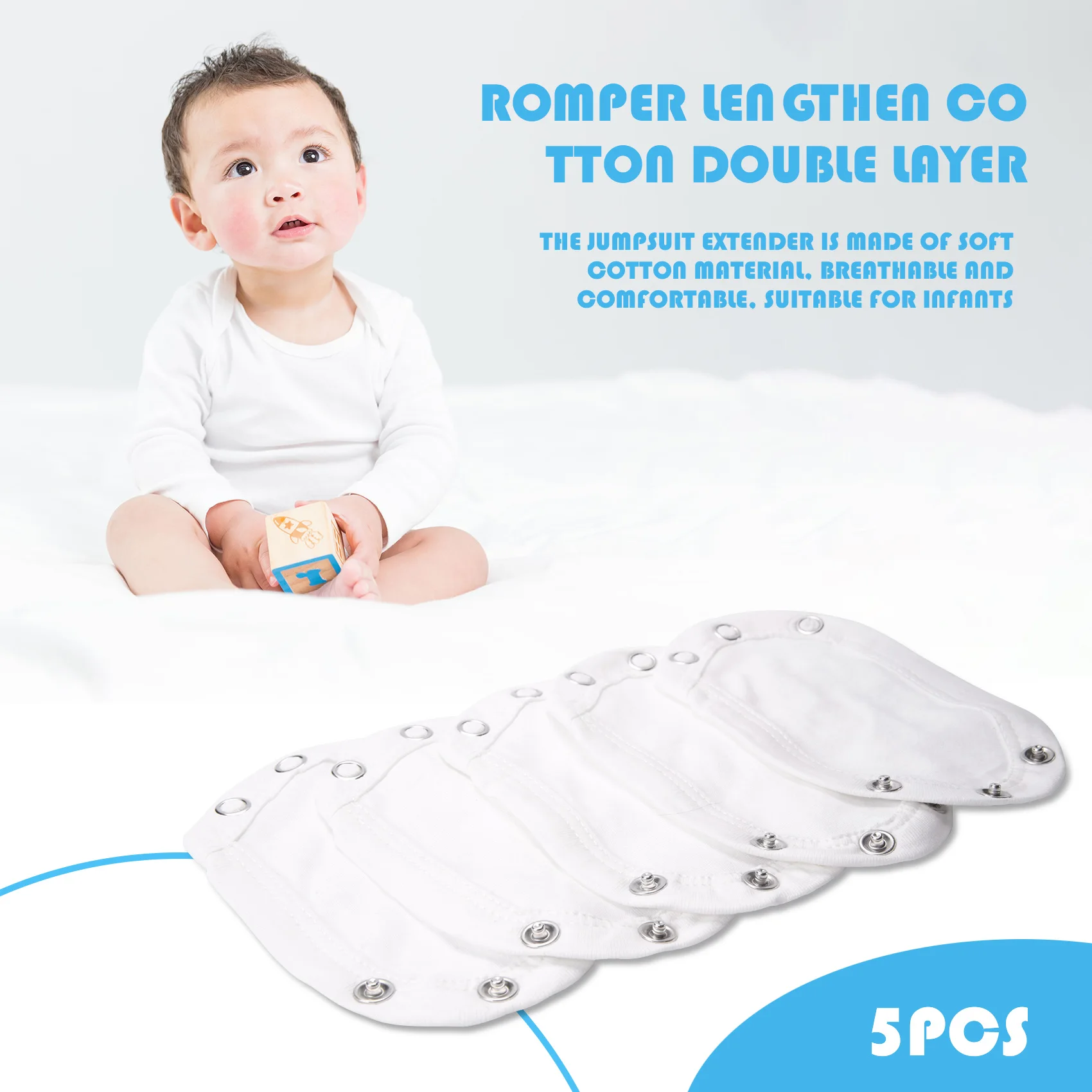 BOFF- 5 Stück Unisex Baby Kinder Strampler Partner Super Utility Bodysuit Overall Windel Strampler Verlängern Verlängern Film (weiß)