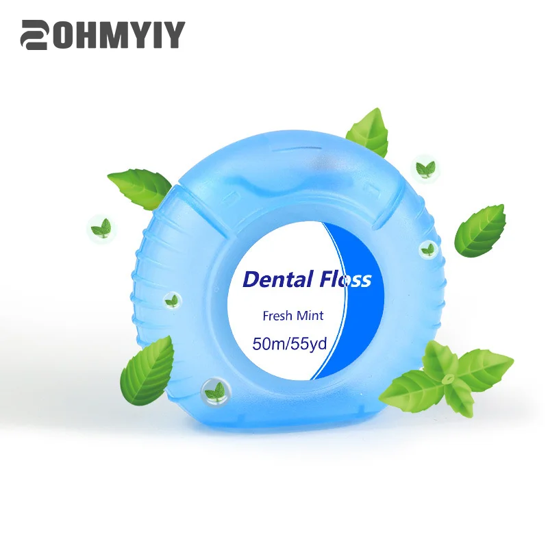 1 Roll 50m Dental Flosser Oral Hygiene Teeth Cleaning Wax Mint Flavored Dental Floss Spool Toothpick Teeth Flosser